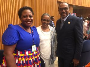 Juliet being thanked by UNAIDS' Executive Director and the First Lady of Ethiopia 